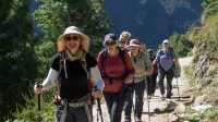 Women hikers sharing the trail in the Nepal Himalaya | Sherry Ott